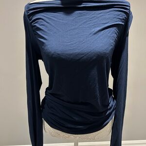 Three Dots Navy Long Sleeve Top